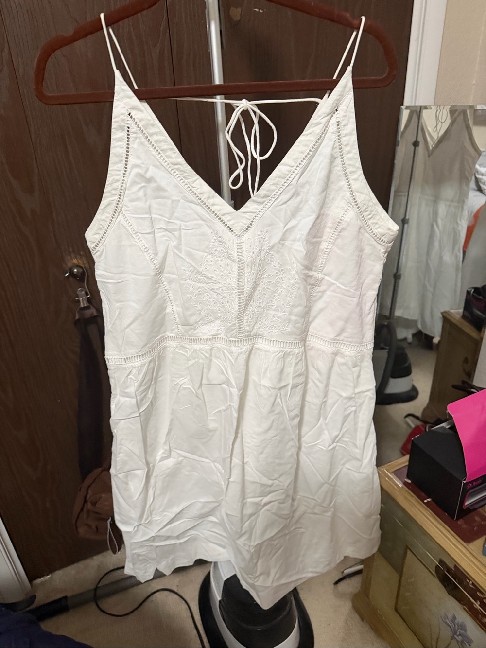 LOFT White Eyelet Spaghetti Strap Dress